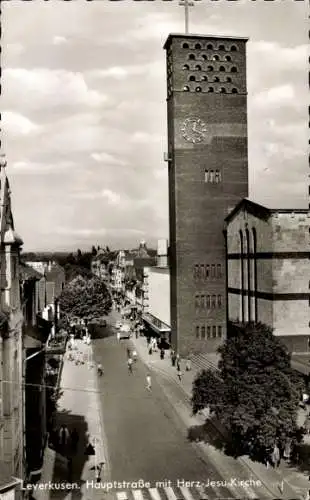 Ak Leverkusen im Rheinland, Hauptstraße, Herz-Jesu-Kirche