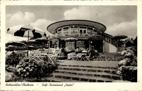 Ak Hahnenklee Bockswiese Goslar im Harz, Café Restaurant Bastei