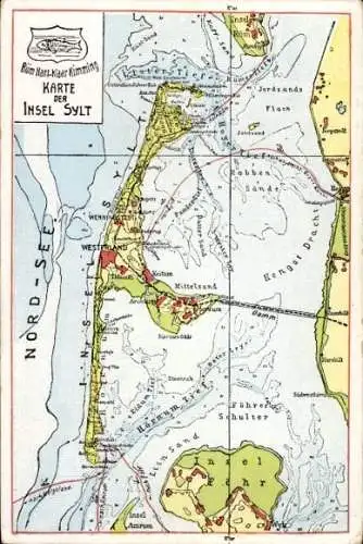 Landkarten Ak Insel Sylt in Nordfriesland, Hengst Dracht, Insel Föhr, Hörnum Tief