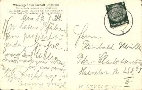 Ak Ungstein Bad Dürkheim am Pfälzerwald, Winzergenossenschaft, Weinstraße