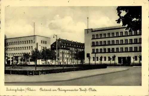Ak Ludwigshafen am Rhein, Postamt, Bürgermeister Kraft-Platz