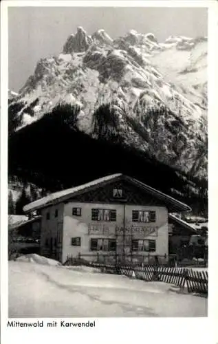 Ak Mittenwald in Oberbayern, Haus Panorama, Karwendel, Winter