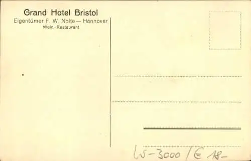 Ak Hannover in Niedersachsen, Grand Hotel Bristol, Inh. F.W. Nolte, Weinrestaurant