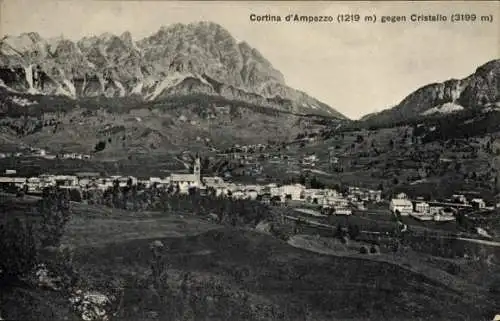 Ak Cortina d'Ampezzo Veneto, Panorama gegen Cristallo