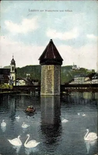 Ak Luzern Stadt Schweiz, Wasserturm, Gütsch