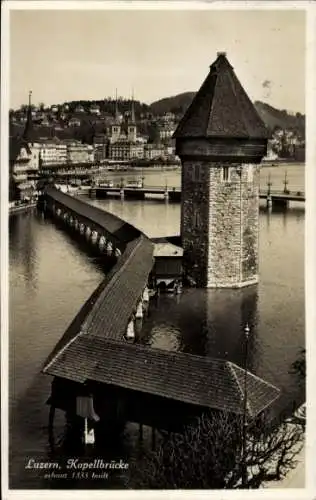 Ak Luzern Stadt Schweiz, Wasserturm, Kapellbrücke
