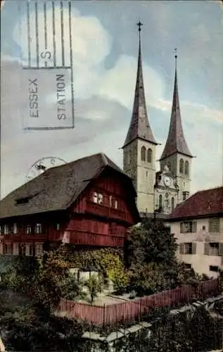 Ak Luzern Stadt Schweiz, Hofkirche und Kaplanenhaus