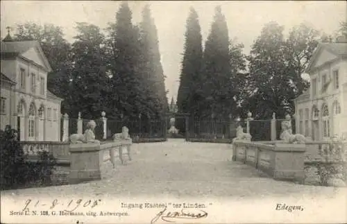 Ak Edegem Edeghem Flandern Antwerpen, Ingang Kasteel ter Linden