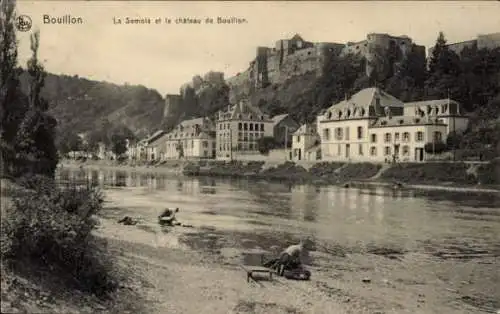 Ak Bouillon Wallonien Luxemburg, La Semois und Schloss Bouillon