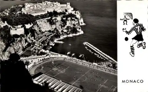 Ak Monaco, Le Rocher und Stade Louis II.