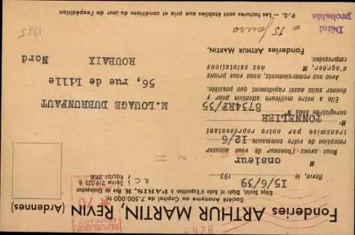 Ak Reklame, Fonderies Arthur Martin, Riven, Simplon