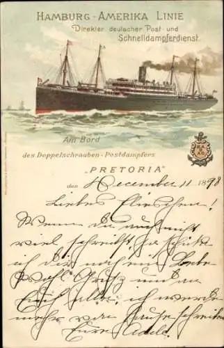 Litho Dampfer Pretoria, HAPAG