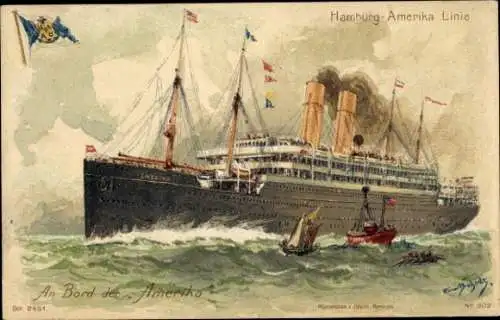 Künstler Litho Bohrdt, Hans, Dampfer Amerika, HAPAG