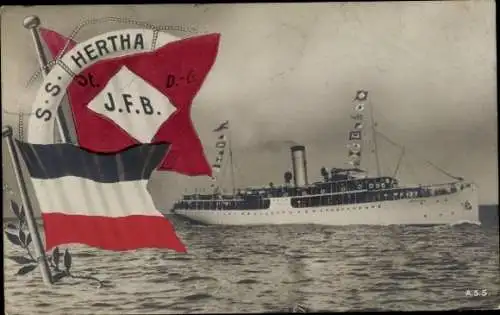 Ak Dampfer SS Hertha, Reederei Braeunlich Stettin, J.F.B