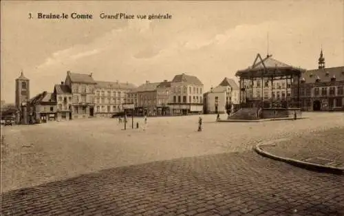 Ak Braine le Comte Wallonia Hennegau, Marktplatz, Musikpavillon
