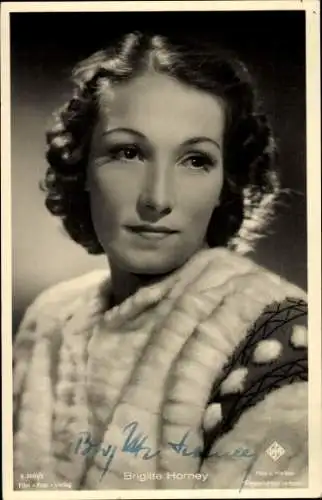 Ak Schauspielerin Brigitte Horney, Portrait, Autogramm, UFA, A 3480/2