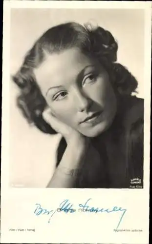 Ak Schauspielerin Brigitte Horney, Portrait, Bavaria Filmkunst, Autogramm