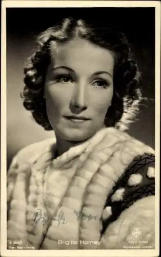 Ak Schauspielerin Brigitte Horney, Portrait, Autogramm, UFA, A 3480/2