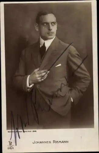 Ak Schauspieler Johannes Riemann, Portrait, Autogramm