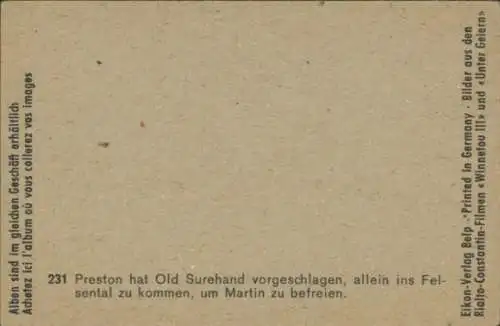 Sammelbild Karl May, Filmszene, Winnetou III, Unter Geiern, Nr. 231