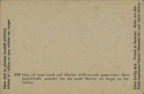Sammelbild Karl May, Filmszene, Winnetou III, Unter Geiern, Nr. 218