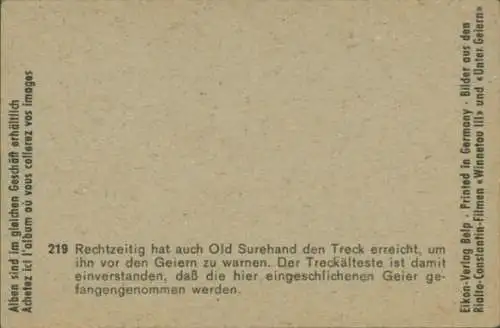 Sammelbild Karl May, Filmszene, Winnetou III, Unter Geiern, Nr. 219