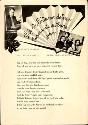 Ak Schauspieler Paul Schröder, Die Ping-Pongs, Portrait, Liedtext