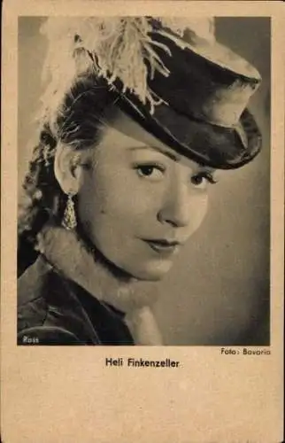 Ak Schauspielerin Heli Finkenzeller, Portrait in Hut