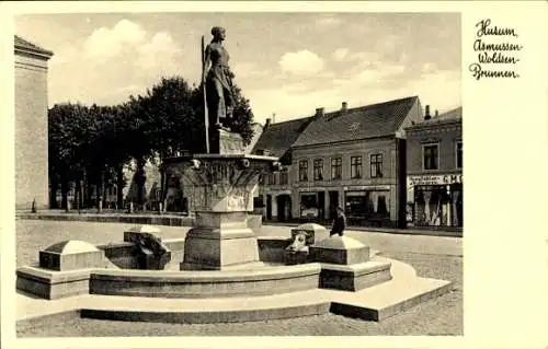 Ak Husum in Nordfriesland, Asmussen-Woldsen-Brunnen