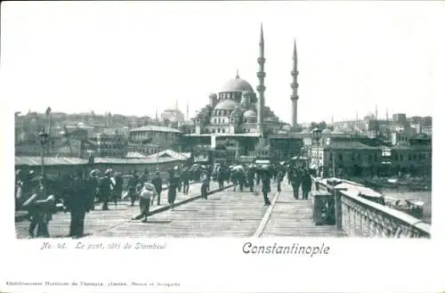 Ak Konstantinopel Istanbul Türkei, Le Pont, côte de Stamboul, Fatih Moschee