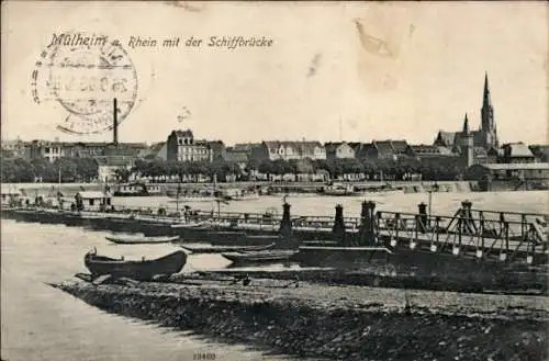 Ak Mülheim Köln am Rhein, Schiffbrücke