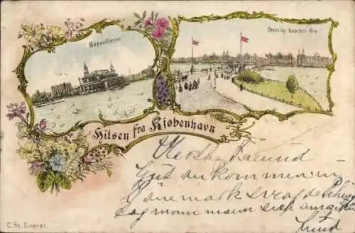Litho København Kopenhagen Dänemark, Gesamtansicht, Seepavillon