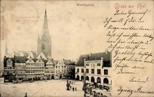 Ak Kiel, Marktplatz, Rathaus, Kirche