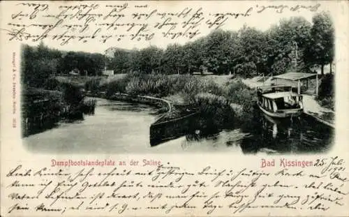 Ak Bad Kissingen Unterfranken Bayern, Dampfbootslandeplatz, Saline