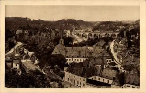 Ak Luxemburg Luxemburg, Unterstadt Grund und Rochers du Bock