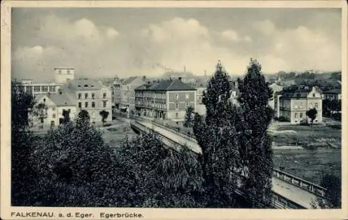 Ak Sokolov Falkenau an der Eger Region Karlsbad, Egerbrücke
