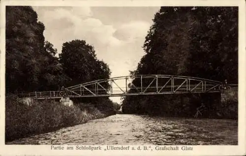 Ak Ołdrzychowice Kłodzkie Ullersdorf an der Biele Schlesien, Schlosspark, Brücke