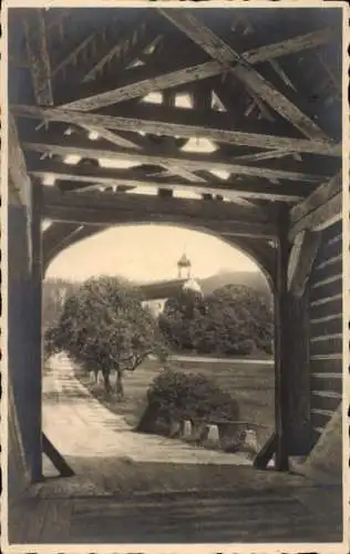 Ak Beuron an der Donau Württemberg, Holzbrücke, Abteikirche