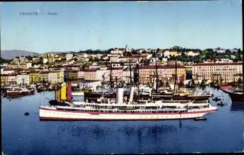 Ak Trieste Friuli Venezia Giulia, Porto, Hafen, KuK Marine Dampfer, Österreichischer Lloyd