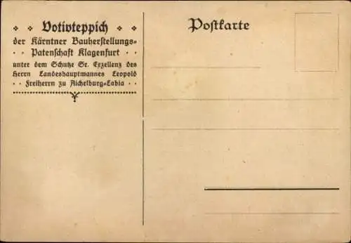 Ak Klagenfurt am Wörthersee Kärnten, Votivteppich der Kärntner Bauherstellungs-Patenschaft