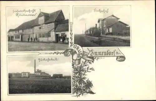Ak Immendorf Salzgitter in Niedersachsen, Bahnhof, Zuckerfabrik, Gastwirtschaft Rautmann