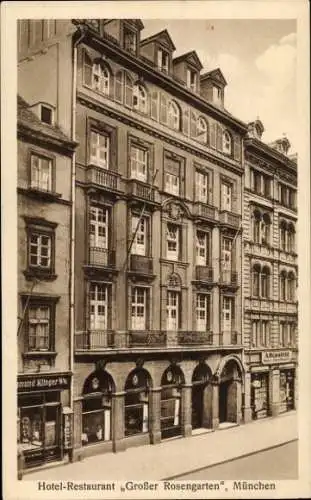 Ak München Bayern, Hotel Restaurant Großer Rosengarten