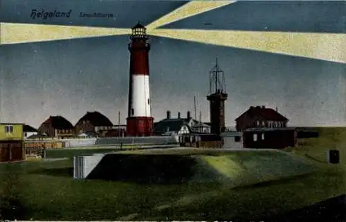 Ak Nordseeinsel Helgoland, Leuchtturm in Betrieb