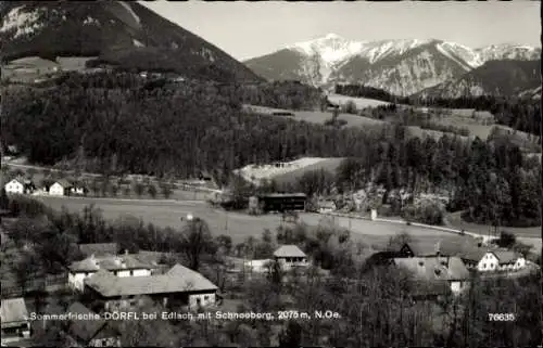 Ak Dörfl Edlach an der Rax Reichenau an der Rax Niederösterreich, Gesamtansicht, Schneeberg