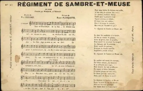 Lied Ak Le Régiment de Sambre-et-Meuse, Cezano, Musik Planquette