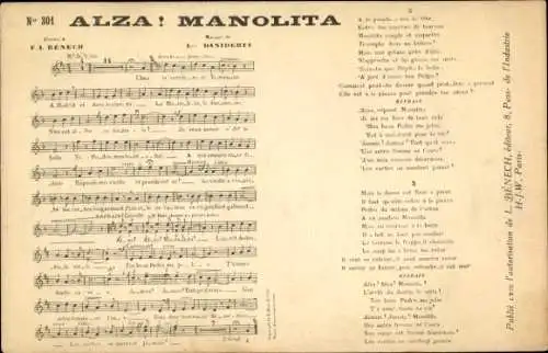 Lied Ak Alza! Manolita, Text Benech, Musik Daniderfi