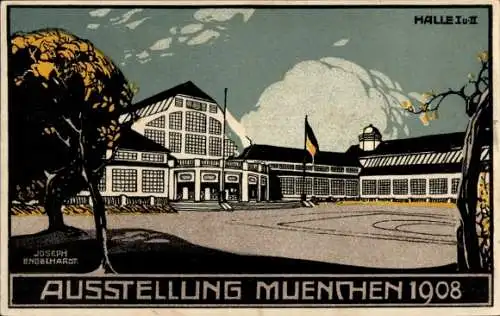 Künstler Ak Engelhardt, Joseph, München, Ausstellung 1908, Halle I und II