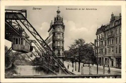 Ak Barmen Wuppertal, Schwebebahn, Adlerbrücke