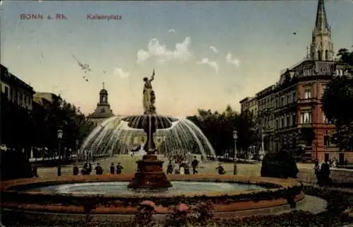 Ak Bonn am Rhein, Kaiserplatz, Springbrunnen