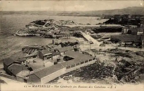 Ak Marseille Bouches du Rhône, Gesamtansicht der katalanischen Becken